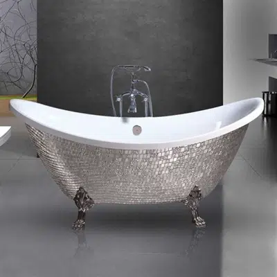 Obrázek pro Fontana Napoli Silver Mosaic Freestanding Clawfoot Indoor Bathtub