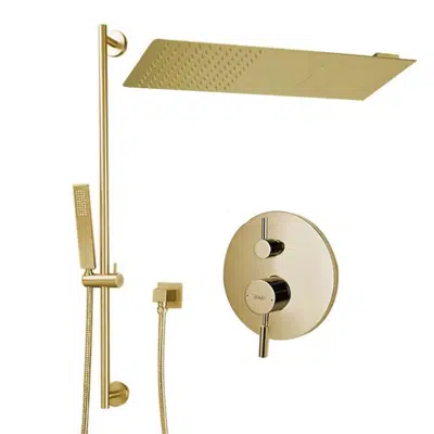 Image for Bravat Thermostatic Brushed Gold Waterfall & Rainfall Shower Set