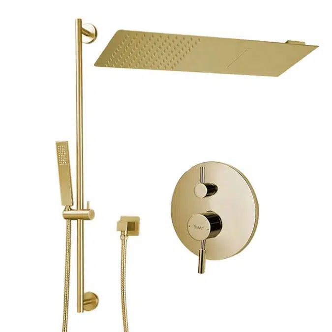 Bravat Thermostatic Brushed Gold Waterfall & Rainfall Shower Set