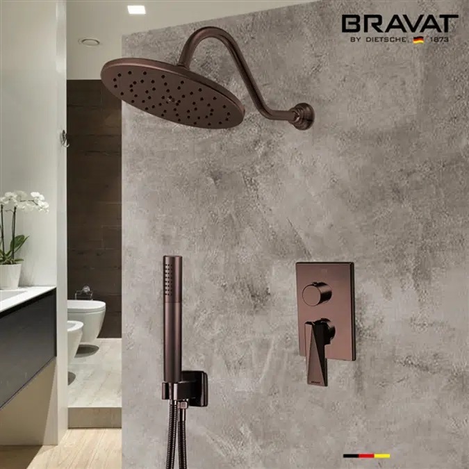 Bravat Light Oil Rubbed Bronze Shower Set With Valve Mixer 2-Way Concealed Wall Mounted