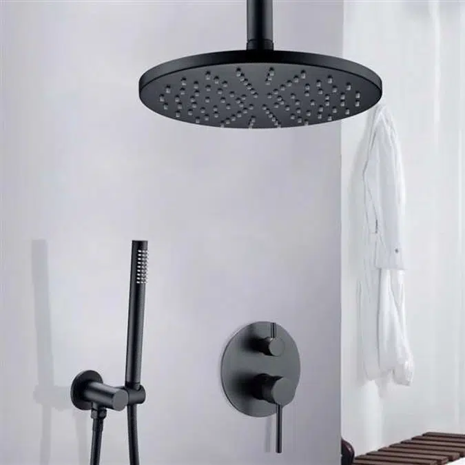 Fontana Verona Dark Oil Rubbed Bronze Ceiling Mount Hot and Cold Mixer Rainfall Shower Set