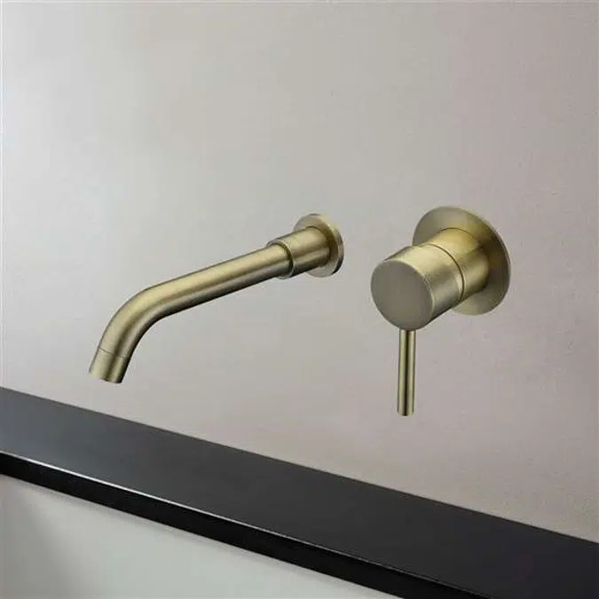 Fontana Milan Single Lever Wall Mount Brushed Bronze 8.27"" (210MM) Sink Faucet