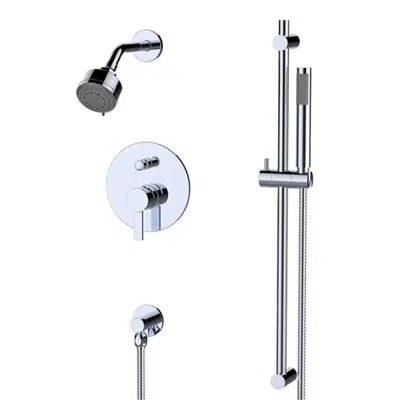 afbeelding voor Fontana Chrome Wall Mounted Shower Set With Hot And Cold Mixer Valve And Handheld Shower