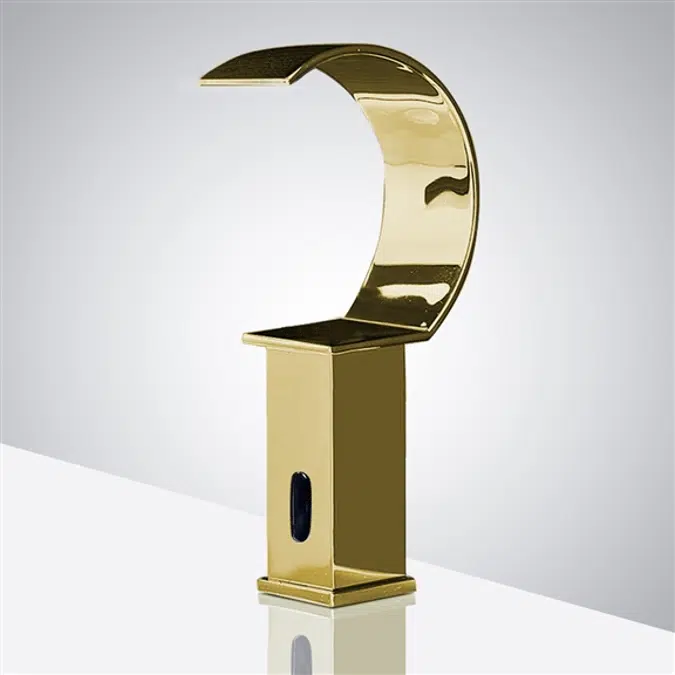 Fontana Contemporary Infrared Waterfall Commercial Automatic Motion Touchless Faucet in Gold
