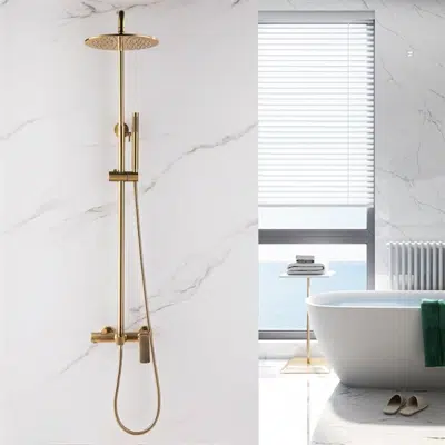 Image for Fontana Brushed Gold Wall Mounted Exposed Install Shower System