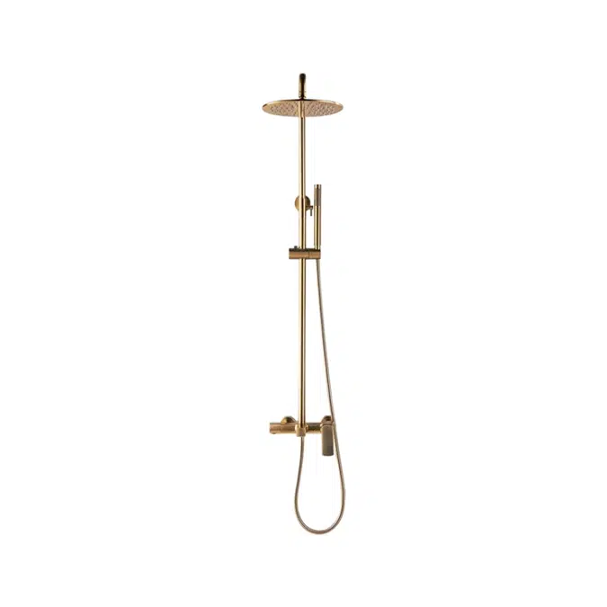 Fontana Brushed Gold Wall Mounted Exposed Install Shower System