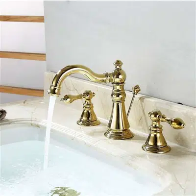 afbeelding voor Burnaby Deck Mount Dual Handle Bathroom Sink Faucet
