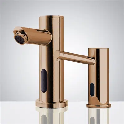 รูปภาพสำหรับ Fontana Commercial Rose Gold Finish Automatic Bathroom Sink Faucet and Soap Dispenser