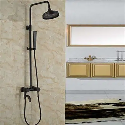 Image for Fontana Vienna Solid Brass Rain Shower Set Single Handle Matte Black W/ Hand Shower Sprayer