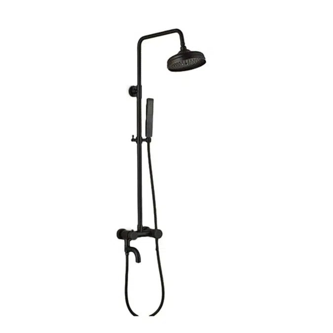 Fontana Vienna Solid Brass Rain Shower Set Single Handle Matte Black W/ Hand Shower Sprayer