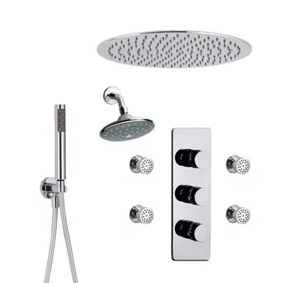 Image for Fontana Dual Rain Shower Heads with Handshower 4 Jet Sprays Triple Handle Thermostatic Mixer