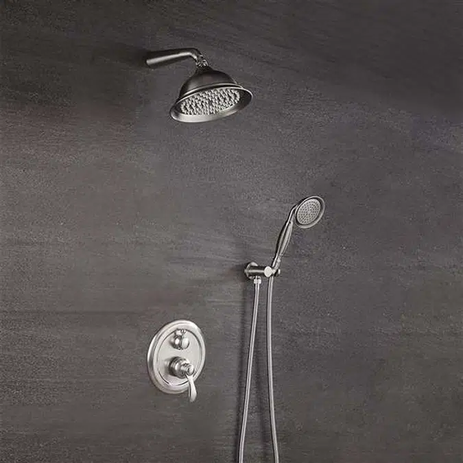 FontanaShowers Brushed Nickel Shower Set With Single Handle Mixer & Handshower