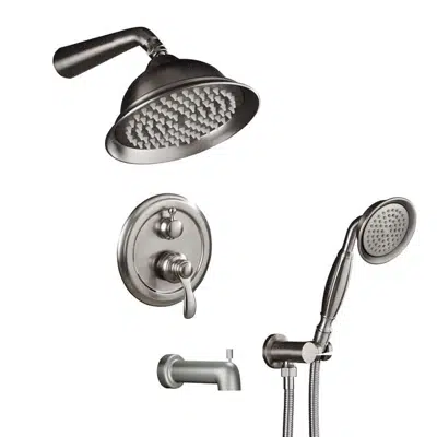 FontanaShowers Brushed Nickel Shower Set With Single Handle Mixer & Handshower için görüntü