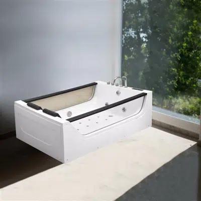 Fontana Barletta White Computer Controlled Acrylic Freestanding Indoor Bathtub with Body Jets and Faucet图像