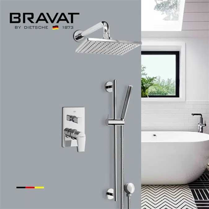 Bravat Chrome Shower Set With Single Handle Mixer & Hand Shower