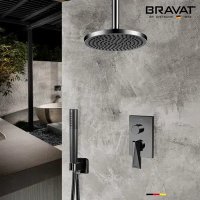 Image for Bravat Matte Black Shower Set With Valve Mixer 2-Way Concealed Ceiling Mounted