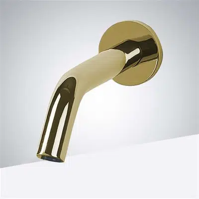 kuva kohteelle Fontana Brio Wall Mount Commercial Touchless Faucet in Gold Finish