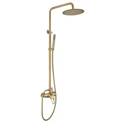 Fontana Sète Brushed Gold Wall Mounted Rainfall Shower Head Set 이미지