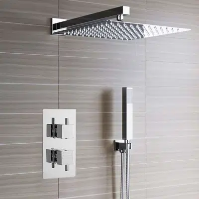 Fontana Lima Ultra Thin Rain Shower Head with Built in Thermostatic Mixer and Hand Held Shower Set 이미지