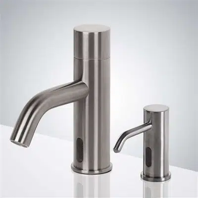 Fontana Brushed Nickel Commercial Automatic Motion Touchless Faucet with Soap Dispenser图像