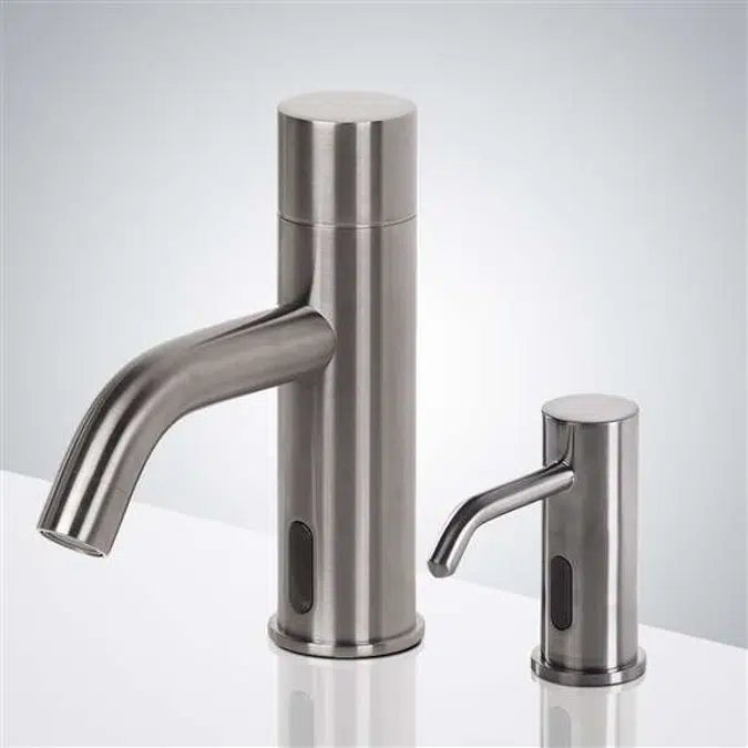 Fontana Brushed Nickel Commercial Automatic Motion Touchless Faucet with Soap Dispenser