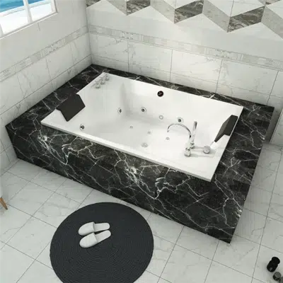 Image for Fontana Latina White Acrylic Freestanding Indoor Bathtub with Body Jets and Faucet