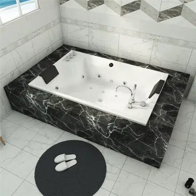 Fontana Latina White Acrylic Freestanding Indoor Bathtub with Body Jets and Faucet图像