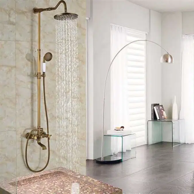 Fontana Milan 8" Antique Brass Rainfall Shower Set A Features: