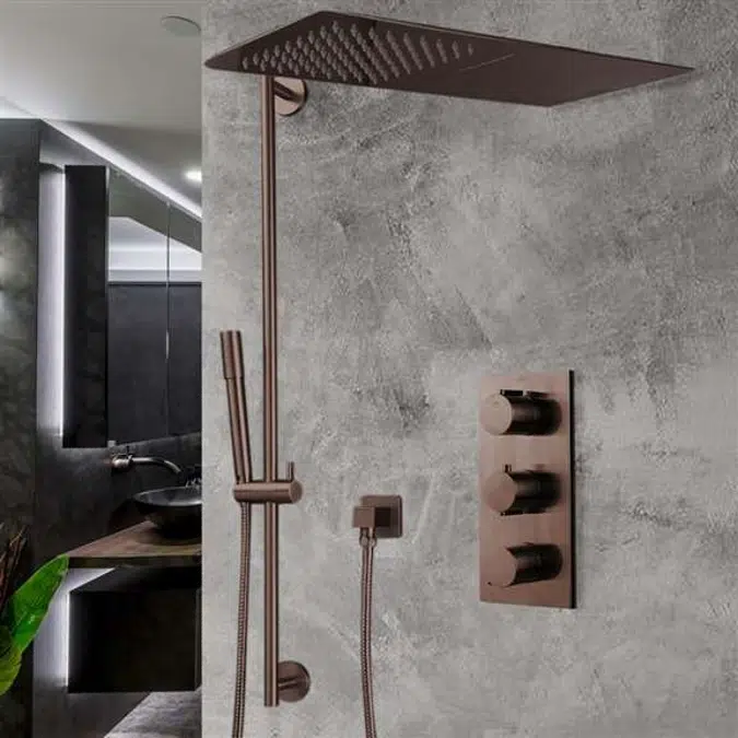 FontanaShowers Light Oil Rubbed Bronze Waterfall & Rainfall Shower Set