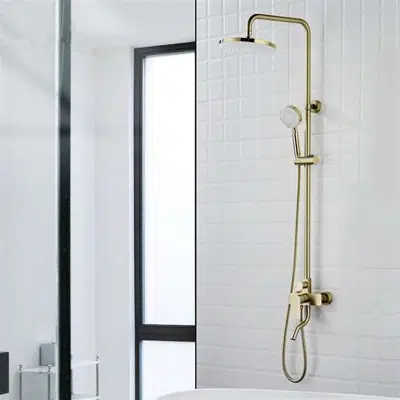 Image for Fontana Marseille 9" Bathroom Wall Mounted Brushed Gold Shower System Faucet with Hand Shower