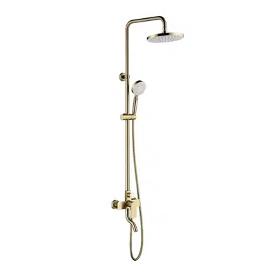 画像 Fontana Marseille 9" Bathroom Wall Mounted Brushed Gold Shower System Faucet with Hand Shower