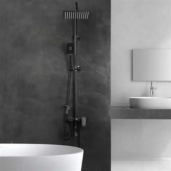 Fontana Bavaria Stylish Matte Black 10"" Bathroom Shower System with Hand Shower, Bidet and Spout