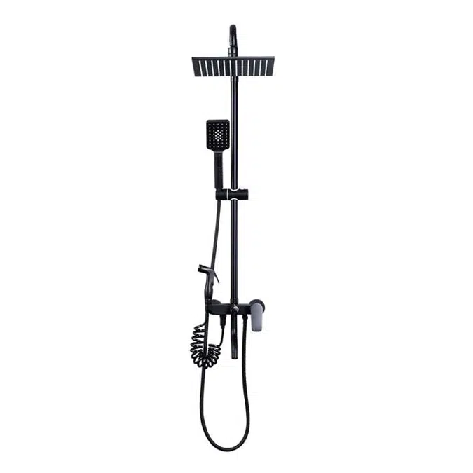 Fontana Bavaria Stylish Matte Black 10"" Bathroom Shower System with Hand Shower, Bidet and Spout