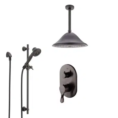 Immagine per Bravat Ceiling Mounted Round Shower Set With Valve Mixer 3-Way Concealed In Matte Black