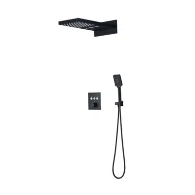 Зображення для Fontana Lyon Wall Mounted Thermostatic Control Matte Black Rainfall Shower System