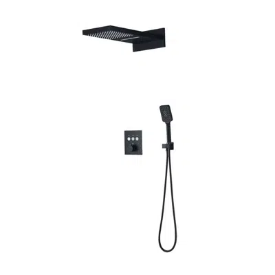 Image for Fontana Lyon Wall Mounted Thermostatic Control Matte Black Rainfall Shower System