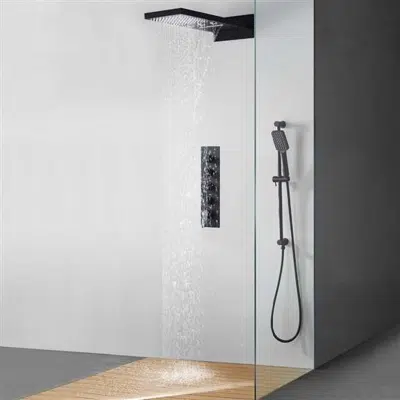 Image for Fontana Creteil 22" Matte Black Finish Hot and Cold Bathroom Multi Function Shower Set