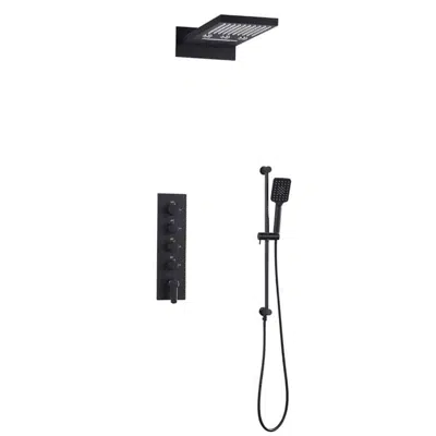 afbeelding voor Fontana Creteil 22" Matte Black Finish Hot and Cold Bathroom Multi Function Shower Set