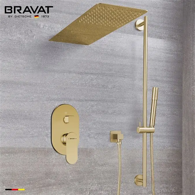 Bravat Thermostatic Brushed Gold Waterfall & Rainfall Shower Set