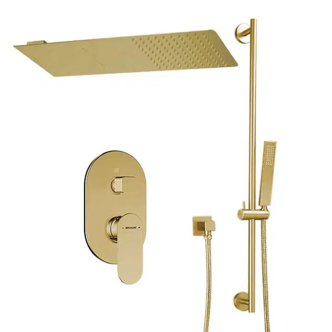 Bravat Thermostatic Brushed Gold Waterfall & Rainfall Shower Set