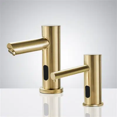 Image for Fontana Commercial Brushed Gold Finish Automatic Bathroom Sink Faucet and Soap Dispenser
