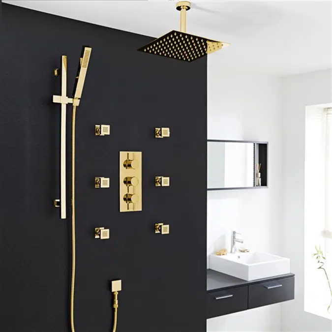 Fontana Gold Thermostatic Rainfall Shower System