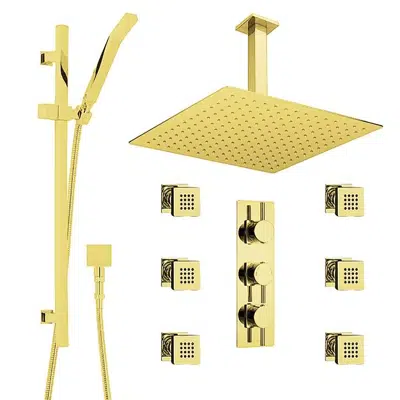 Fontana Gold Thermostatic Rainfall Shower System图像