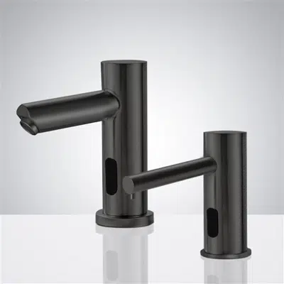 画像 Fontana Commercial Dark Oil-Rubbed Bronze Finish Automatic Bathroom Sink Faucet and Soap Dispenser