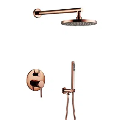 billede til Fontana Rose Gold Sierra Solid Brass Wall Mount Round Shower Set