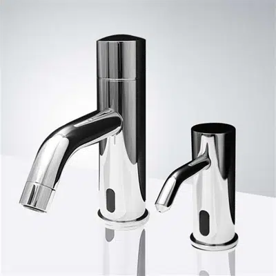 BathSelect Commercial Automatic Touchless Faucet with Matching Soap Dispenser in Chrome图像