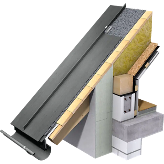 Angled Standing Seam Roof (530 mm, prePATINA graphite-grey)