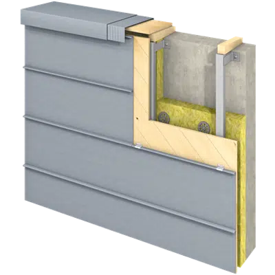 画像 Angled Standing Seam Facade (430 mm, horizontal, prePATINA blue-grey)