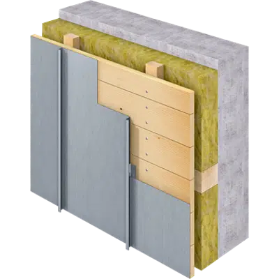 画像 Angled Standing Seam Facade (430 mm, vertical, prePATINA blue-grey)