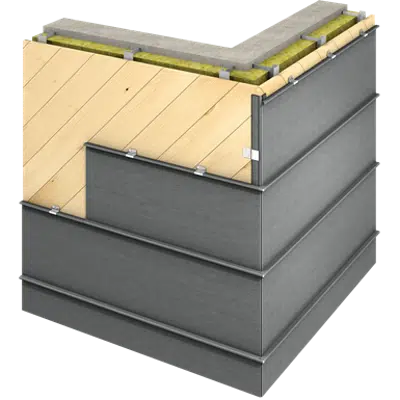 画像 Angled Standing Seam Facade (430 mm, horizontal, prePATINA graphite-grey)